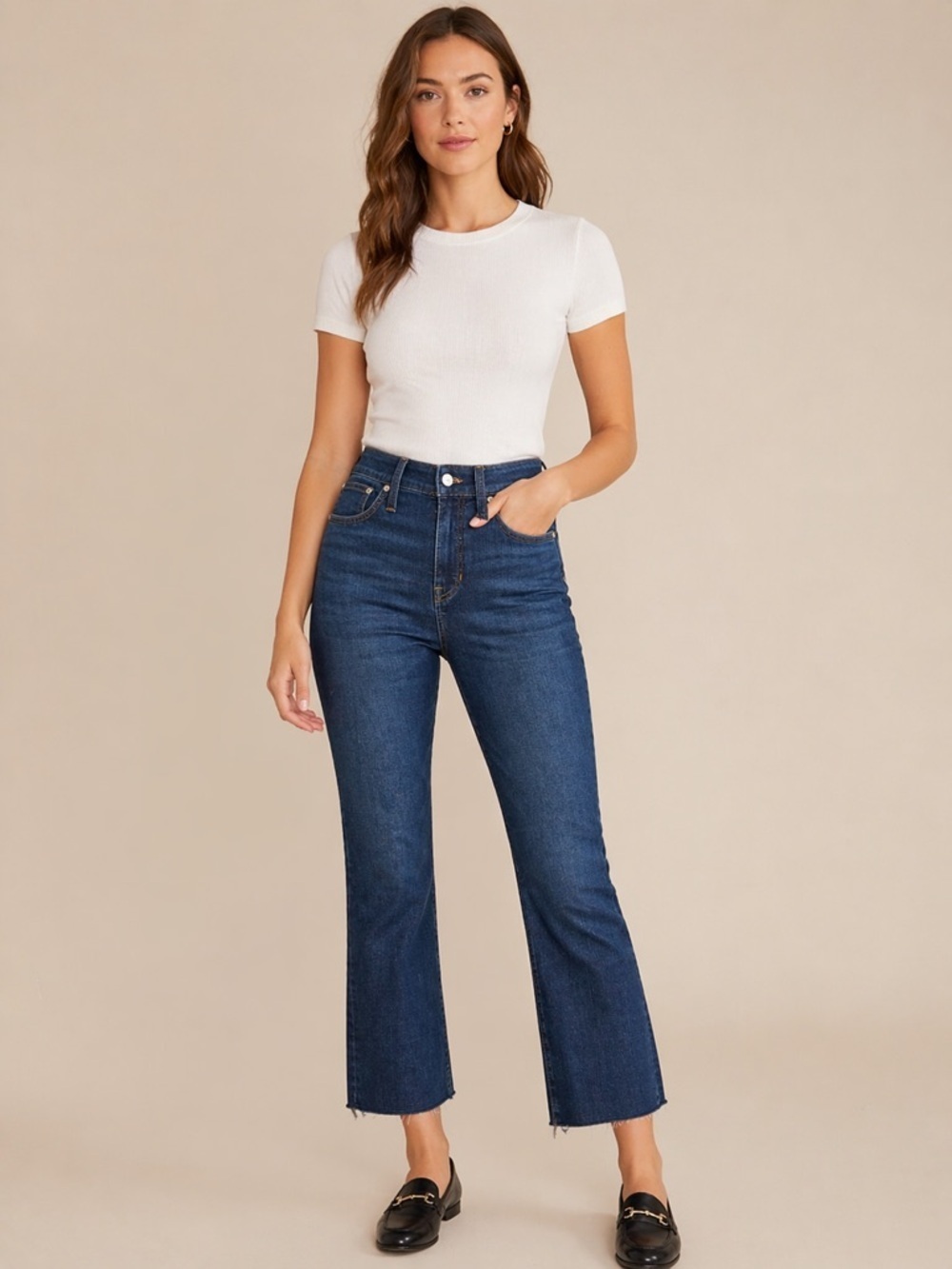 J.Crew Women’s Blue Mid-Rise Curvy Kick Out Straight Leg Jeans-StretchySize: 28
